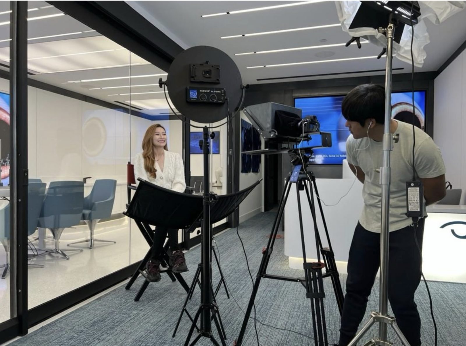 The RedNexus crew filming an interview at a client’s clinic